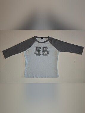 Juncture Kids' 55 Graphic Raglan Tee in Pale Blue and Gray